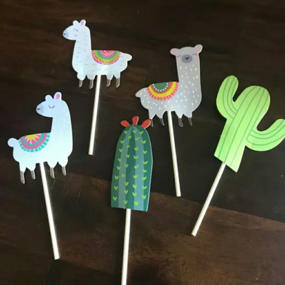 Llama and Cactus Cupcake/ Cake Toppers